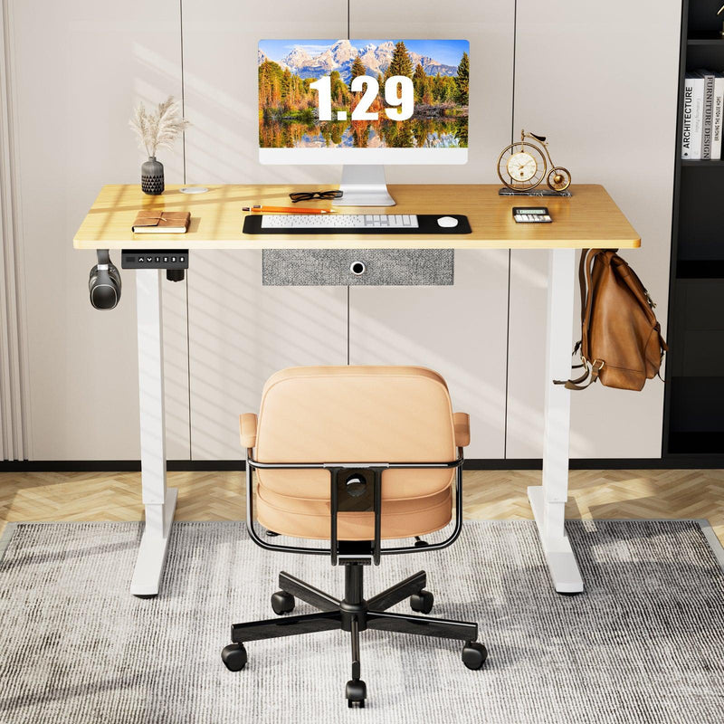 Sweetcrispy Electric Standing Desk with Drawer Adjustable Desk Ergonomic Rising Desk Computer Workstation,55 x 24 Inches Natural - Supfirm