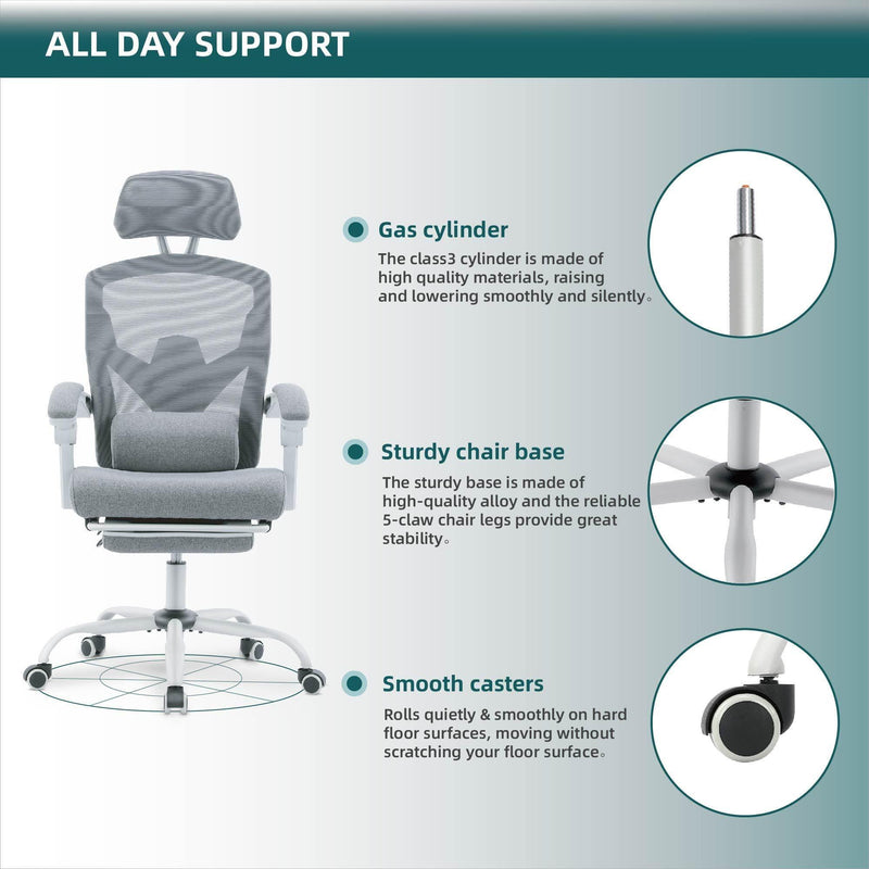 SWEETCRISPY Mesh High Back Ergonomic Office Chair Lumbar Support Pillow Computer Desk Chair - Supfirm