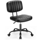 SWEETCRISPY PU Leather Low Back Task Chair Small Home Office Chair with Wheels - Supfirm