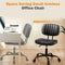 SWEETCRISPY PU Leather Low Back Task Chair Small Home Office Chair with Wheels - Supfirm