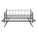 Twin Size Metal Daybed with Twin Size Adjustable Trundle, Portable Folding Trundle, Black - Supfirm