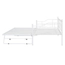 Twin Size Metal Daybed with Twin Size Adjustable Trundle, Portable Folding Trundle, White - Supfirm