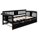 Twin Wooden Daybed with Trundle Bed , Sofa Bed for Bedroom Living Room, Espresso - Supfirm