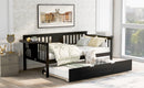 Twin Wooden Daybed with Trundle Bed , Sofa Bed for Bedroom Living Room, Espresso - Supfirm