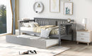 Twin Wooden Daybed with Trundle Bed , Sofa Bed for Bedroom Living Room, Gray - Supfirm