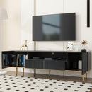 U-Can Modern TV Stand for 70+ Inch TV, Entertainment Center TV Media Console Table, with Shelf, 2 Drawers and 2 Cabinets, TV Console Cabinet Furniture for Living Room - Supfirm