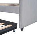 Upholstered Daybed Sofa Bed Twin Size With Trundle Bed and Wood Slat ,Gray - Supfirm