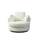 Supfirm 42.2"W Swivel Accent Barrel Chair and Half Swivel Sofa With 3 Pillows 360 Degree Swivel Round Sofa Modern Oversized Arm Chair Cozy Club Chair for Bedroom Living Room Lounge Hotel, Ivory Boucle - Supfirm