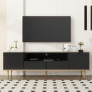 U-Can Modern TV Stand for 70+ Inch TV, Entertainment Center TV Media Console Table, with Shelf, 2 Drawers and 2 Cabinets, TV Console Cabinet Furniture for Living Room - Supfirm