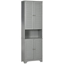 Supfirm Tall Narrow Bathroom Storage Cabinet with Doors and Shelf Adjustability, Freestanding Bathroom Linen Cabinet with 2 Cabinets and Countertop, Bathroom Floor Cabinet, Gray