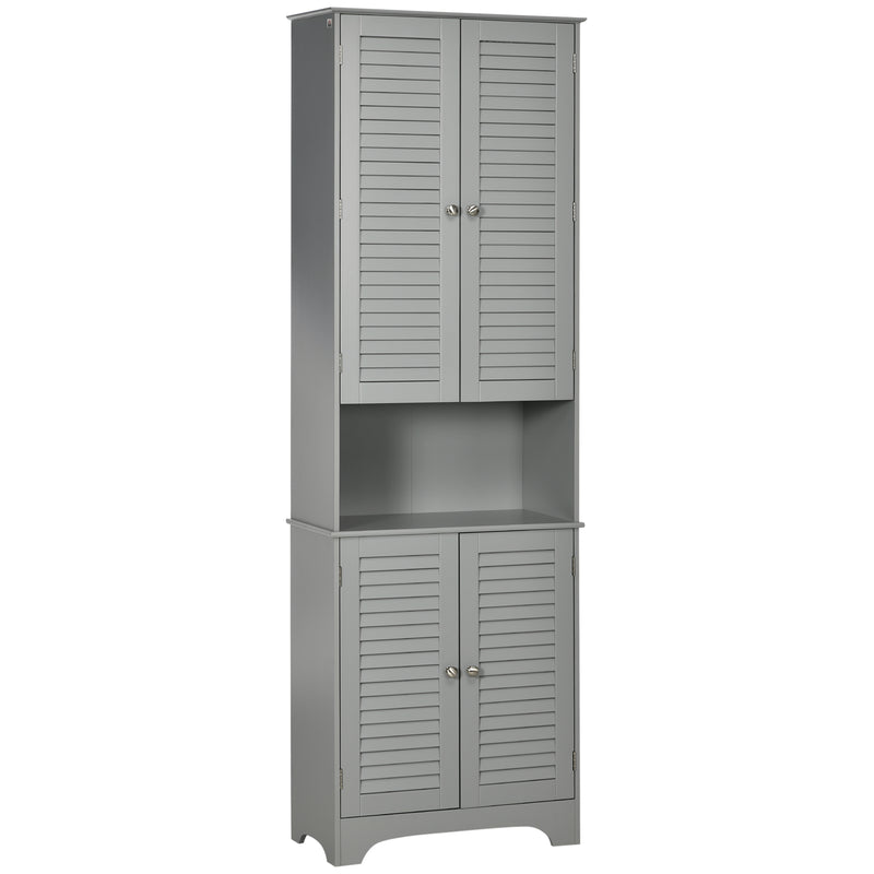 Supfirm Tall Narrow Bathroom Storage Cabinet with Doors and Shelf Adjustability, Freestanding Bathroom Linen Cabinet with 2 Cabinets and Countertop, Bathroom Floor Cabinet, Gray