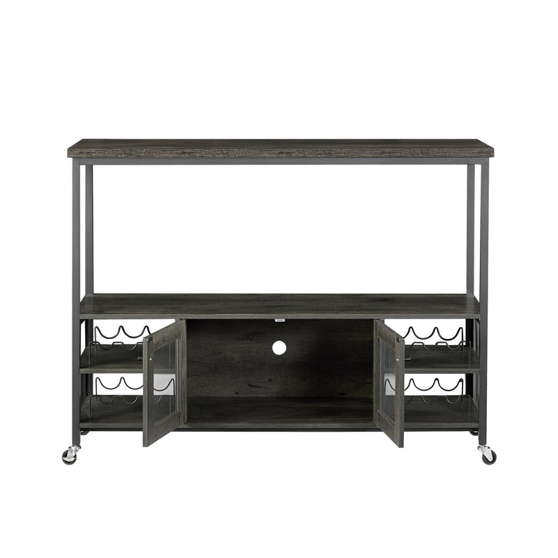 Supfirm Wine shelf table, modern wine bar cabinet, console table, bar table, TV cabinet, sideboard with storage compartment, can be used in living room, dining room, kitchen, entryway, hallway.Dark Grey. - Supfirm