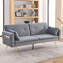 72.5" Convertible Sofa Bed, Adjustable Velvet Sofa Bed - Velvet Folding Lounge Recliner - Reversible Daybed - Ideal for Bedroom with Two Pillows and Center Leg - Supfirm