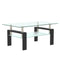 Supfirm Rectangle Black Glass Coffee Table, Clear Coffee Table，Modern Side Center Tables for Living Room， Living Room Furniture - Supfirm