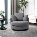 Supfirm 42.2"W Swivel Accent Barrel Chair and Half Swivel Sofa With 3 Pillows 360 Degree Swivel Round Sofa Modern Oversized Arm Chair Cozy Club Chair for Bedroom Living Room Lounge Hotel, Dark Gray Boucle - Supfirm