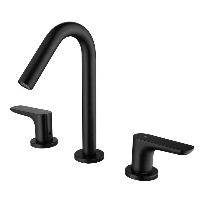 Supfirm Two-Handle Widespread Bathroom Faucet in Matte Black