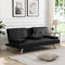 sofa bed with Armrest two holders WOOD FRAME, STAINLESS LEG, FUTON BLACK PVC - Supfirm