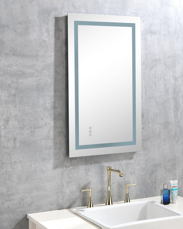 40*24 LED Lighted Bathroom Wall Mounted Mirror with High Lumen+Anti-Fog Separately Control+Dimmer Function - Supfirm