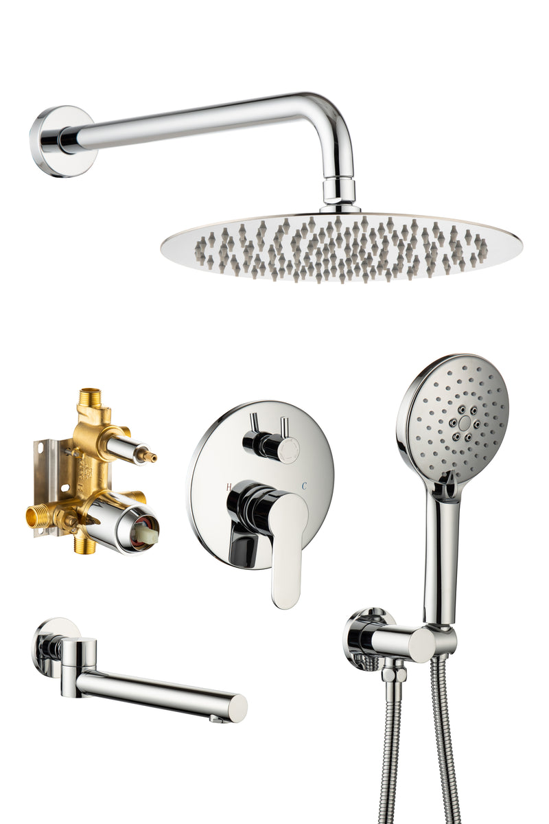 Supfirm Tub Shower Faucets Sets Complete Bathtub Faucet Set Brushed Nickel Bathtub Shower System with Tub Spout, Bathroom Tub and Shower Faucet Combo Trim Kit with Rough-in Valve