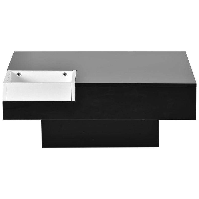 Supfirm Modern Minimalist Design 31.5*31.5in Square Coffee Table with Detachable Tray and Plug-in 16-color LED Strip Lights Remote Control for Living Room - Supfirm