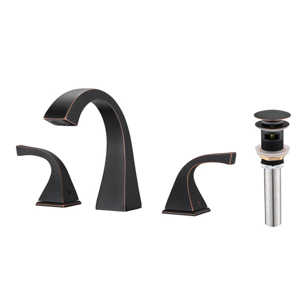 Supfirm 2-Handle Bathroom Sink Faucet with Drain, Oil Rubbed Bronze