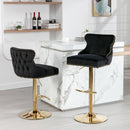 Seat Wide19.3 inches,Golden Swivel Velvet Barstools Adjusatble Seat Height from 25~33 Inch, Wing-Back Upholstered Bar Stools with Backs Comfortable Tufted for Kitchen Island or Bar,Black,Set of 2 - Supfirm