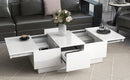 Supfirm Multifunctional Coffee Table with 2 large Hidden Storage Compartment, Extendable Cocktail Table with 2 Drawers, High-gloss Center Table with Sliding Top for Living Room, 39.3"x21.6", White - Supfirm