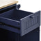 Supfirm Kitchen Island Cart with Storage Cabinet and Two Locking Wheels,Solid wood desktop,Microwave cabinet,Floor Standing Buffet Server Sideboard for Kitchen Room,Dining Room,, Bathroom(Dark blue) - Supfirm