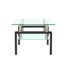 Supfirm Rectangle Black Glass Coffee Table, Clear Coffee Table，Modern Side Center Tables for Living Room， Living Room Furniture - Supfirm