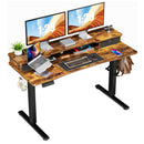 Sweetcrispy Home Office Height Adjustable Electric Standing Desk with Storage Shelf Double Drawer - Supfirm