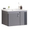 Supfirm 24' Stylish Aluminum Wall Mounted Bathroom Vanity with White sink,Asymmetric chic Soft Close Cabinet Doors, Aluminium,Excluding faucets,Grey - Supfirm