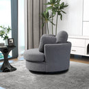 Supfirm 42.2"W Swivel Accent Barrel Chair and Half Swivel Sofa With 3 Pillows 360 Degree Swivel Round Sofa Modern Oversized Arm Chair Cozy Club Chair for Bedroom Living Room Lounge Hotel, Dark Gray Boucle - Supfirm