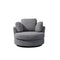 Supfirm 42.2"W Swivel Accent Barrel Chair and Half Swivel Sofa With 3 Pillows 360 Degree Swivel Round Sofa Modern Oversized Arm Chair Cozy Club Chair for Bedroom Living Room Lounge Hotel, Dark Gray Boucle - Supfirm
