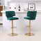 Modern Barstools Bar Height, Swivel Velvet Bar Stool Counter Height Bar Chairs Seat Adjustable Tufted Stool with Back& Footrest for Home Bar Kitchen Island Chair (Emerald, Set of 2) - Supfirm