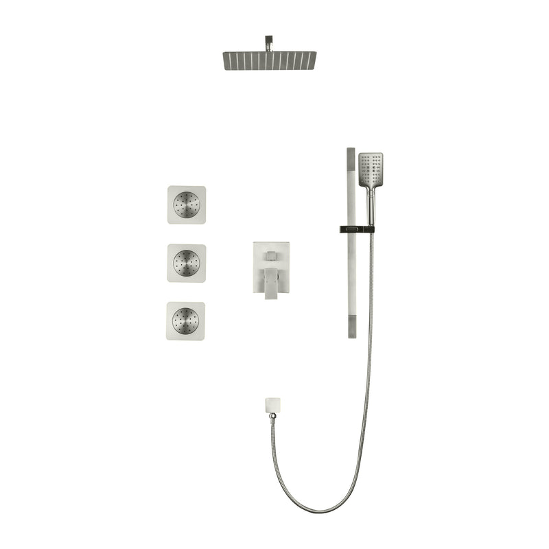 Supfirm Shower System with Shower Head, Hand Shower, Slide Bar, Bodysprays, Shower Arm, Hose, Valve Trim, and Lever Handles