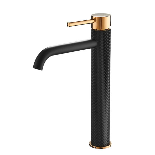 Supfirm Black Bathroom Faucet, Black and Gold  Faucet for Bathroom Sink, Black Single Hole Bathroom Faucet Modern Single Handle Vanity Basin Faucet