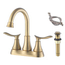 Supfirm 2-Handle 4-Inch Brushed Gold Bathroom Faucet, Bathroom Vanity Sink Faucets with Pop-up Drain and Supply Hoses