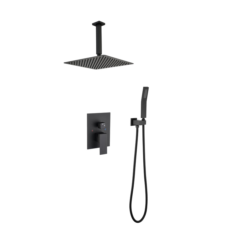 Supfirm Ceiling Mounted Shower System Combo Set with Handheld and 12"Shower head