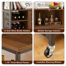 Supfirm Wine shelf table, modern wine bar cabinet, console table, bar table, TV cabinet, sideboard with storage compartment, can be used in living room, dining room, kitchen, entryway, hallway. Hazelnut Brown - Supfirm