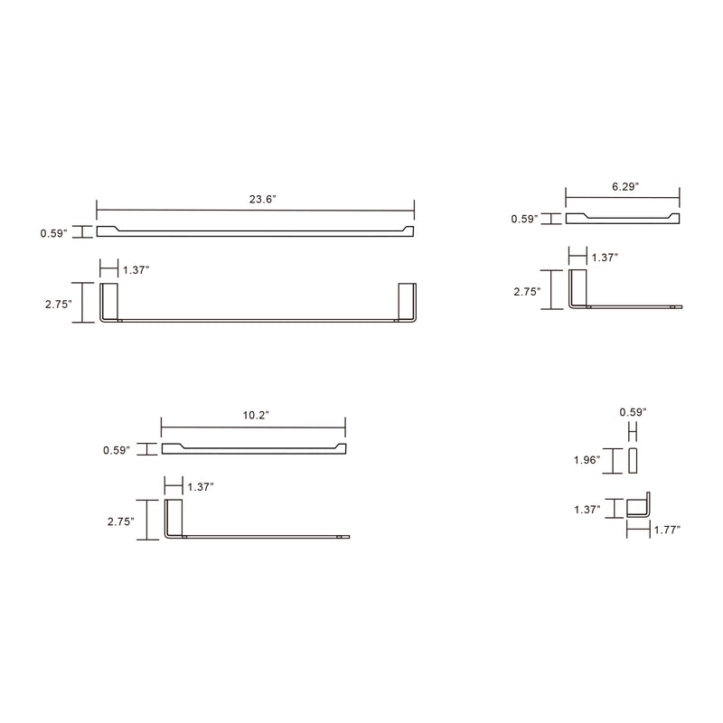 Supfirm 4 Piece Stainless Steel Bathroom Towel Rack Set Wall Mount