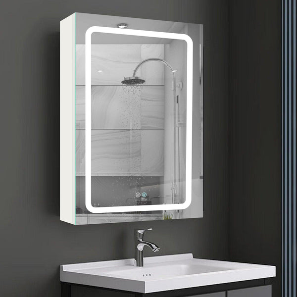 Supfirm 30x20 inch LED Bathroom Medicine Cabinet Surface Mounted Cabinets With Lighted Mirror White Right Open - Supfirm