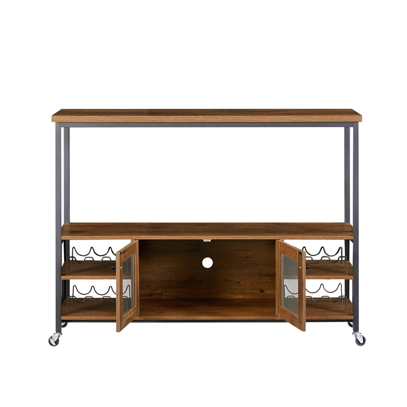 Supfirm Wine shelf table, modern wine bar cabinet, console table, bar table, TV cabinet, sideboard with storage compartment, can be used in living room, dining room, kitchen, entryway, hallway. Hazelnut Brown - Supfirm