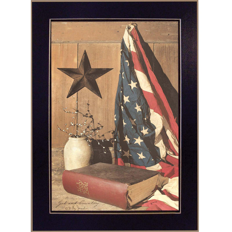 Supfirm "God and Country" By Billy Jacobs, Printed Wall Art, Ready To Hang Framed Poster, Black Frame - Supfirm