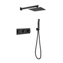 Supfirm Brass Matte Black Shower Faucet Set Shower System 10 Inch Rainfall Shower Head with Handheld Sprayer Bathroom Luxury Rain Mixer Combo Set, Rough-in Valve Included,