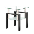 Supfirm 1-Piece Modern Tempered Glass Tea Table Coffee Table End Table, Square Table for Living Room, Transparent/Black - Supfirm