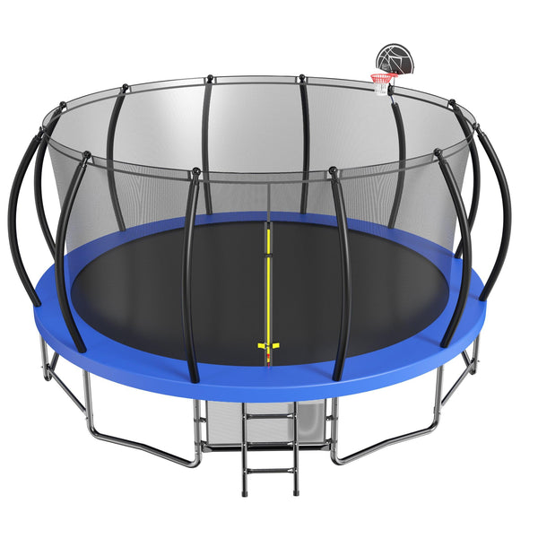 16FT Trampoline with Basketball Hoop - Recreational Trampolines with Ladder ,Shoe Bag and Galvanized Anti-Rust Coating - Supfirm