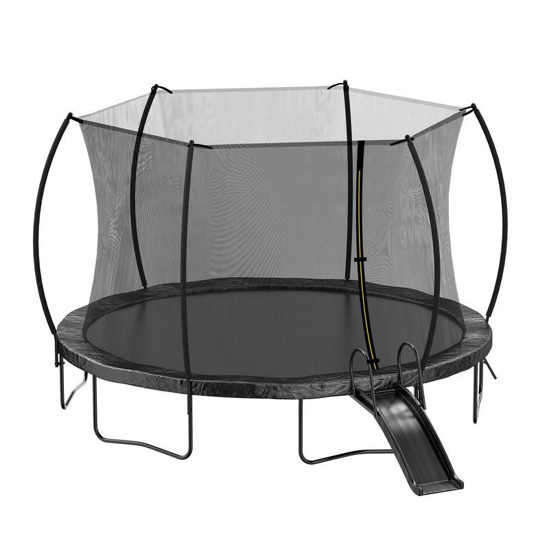 16FT Trampoline with Slide , Outdoor Pumpkin Trampoline for Kids and Adults with Enclosure Net and Ladder - Supfirm