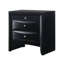 1Pc Contemporary 2 Drawer Nightstand End Table Jewelry Tray Black Finish Solid Wood Wooden Bedroom Furniture - Supfirm