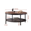 Supfirm 2-Tier Single Panel Round Coffee Table for Living Room and Bedroom, with 3D Texture Metal Frame and Mesh - Supfirm