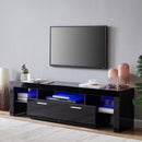 Supfirm 20 minutes quick assemble,Black morden TV Stand with LED Lights,high glossy front TV Cabinet,can be assembled in Lounge Room, Living Room or Bedroom,color:black - Supfirm